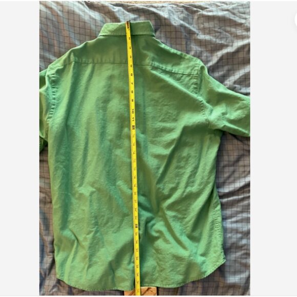 Linea Rosso Signature Button Shirt Mens Large Green Linen Cotton Blend - Picture 6 of 6